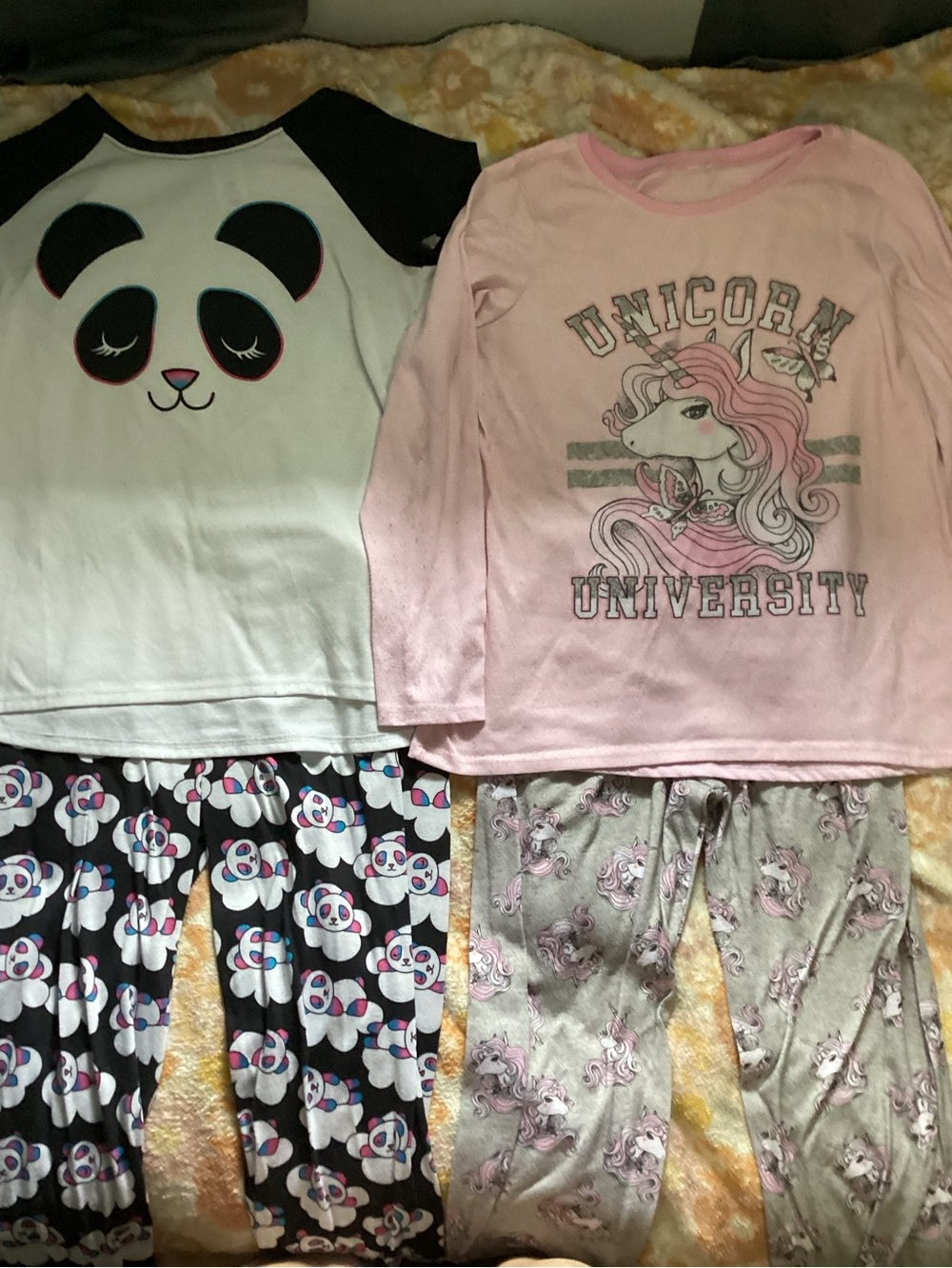 Place Kids Unicorn & Panda Pajama Set - Pink, White, Black